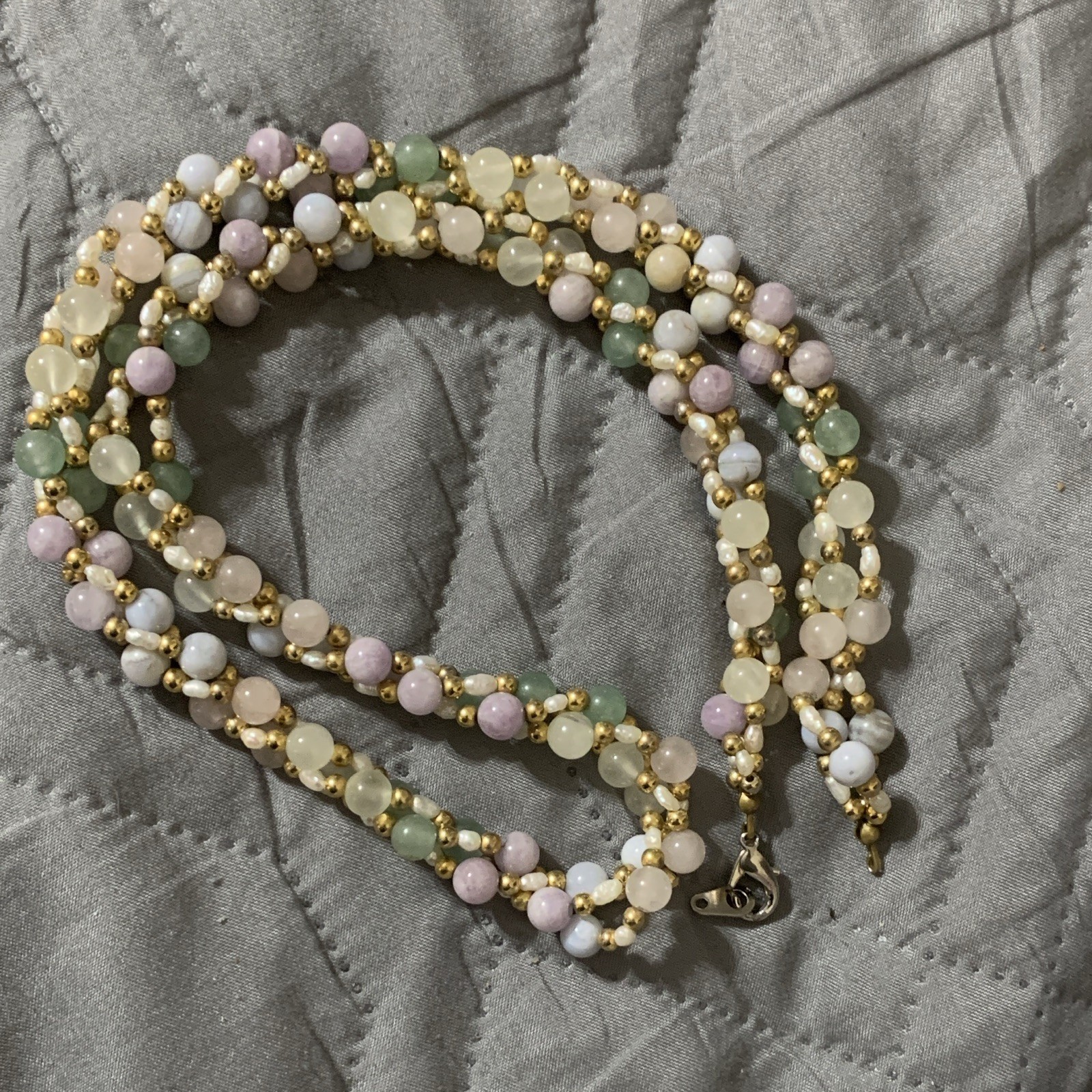 Vintage Gemstone Bead Necklace Vintage Freshwater Pearls