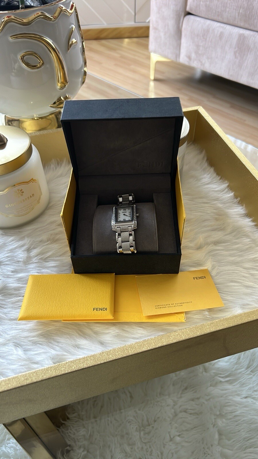 Fendi flip mop ladies watch, stainless steel with diamonds