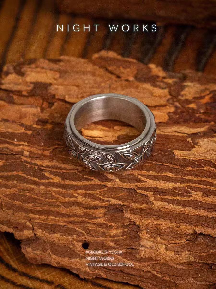 NIGHT WORKS Demon type sukuna eyes ring Rotatable no fading personality trend