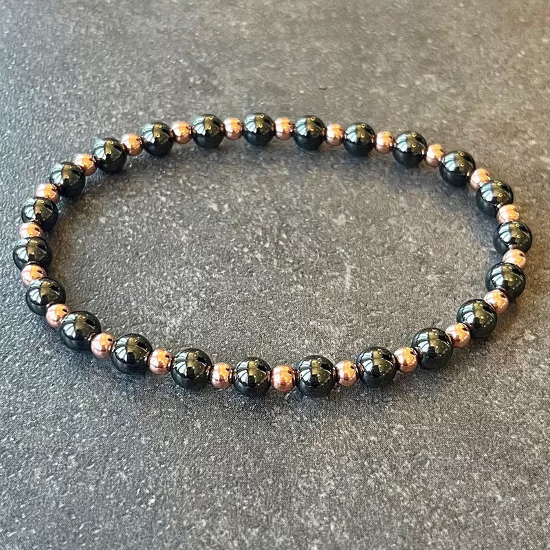Hematite Copper Stretch Bracelet Healing Protection Crystal Women Men Jewelry