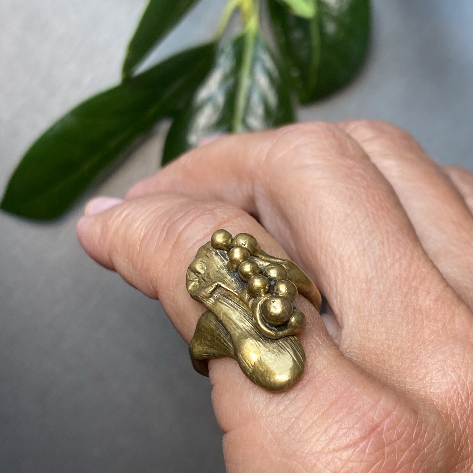 Antique Vintage Art Nouveau Bronze Ring Estate Jewelry Pre-owned Calla Size 4