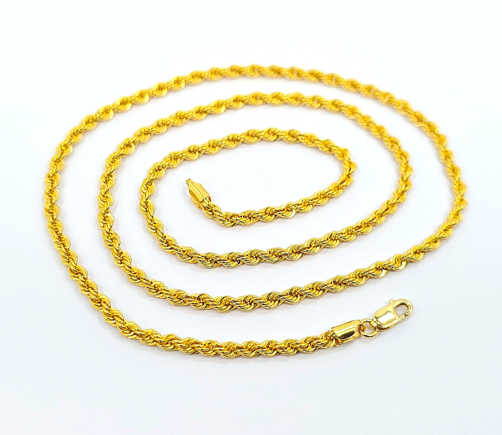22K Gold Rope Chain Necklace 19.75 in 2.7 mm Hollow Genuine Hallmarked 916