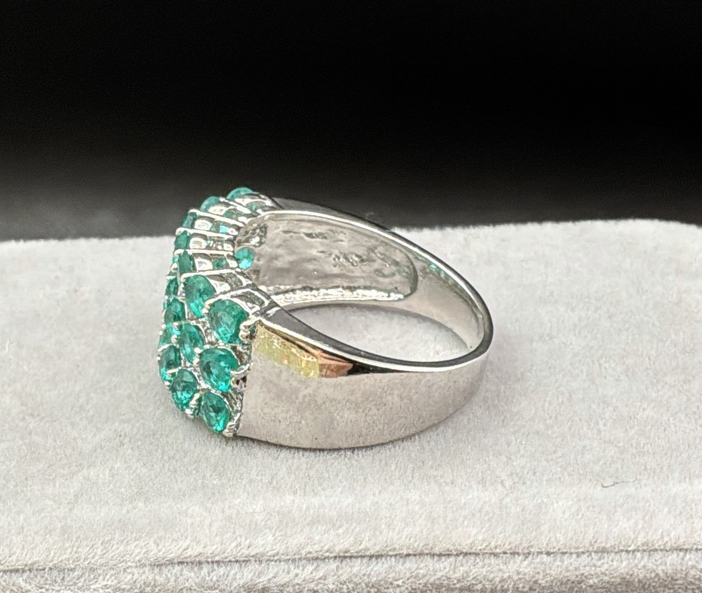 APATITE MULTI-STONE RING -lab Created – 6.0CTW – .925 STERLING SILVER SETTING!!!