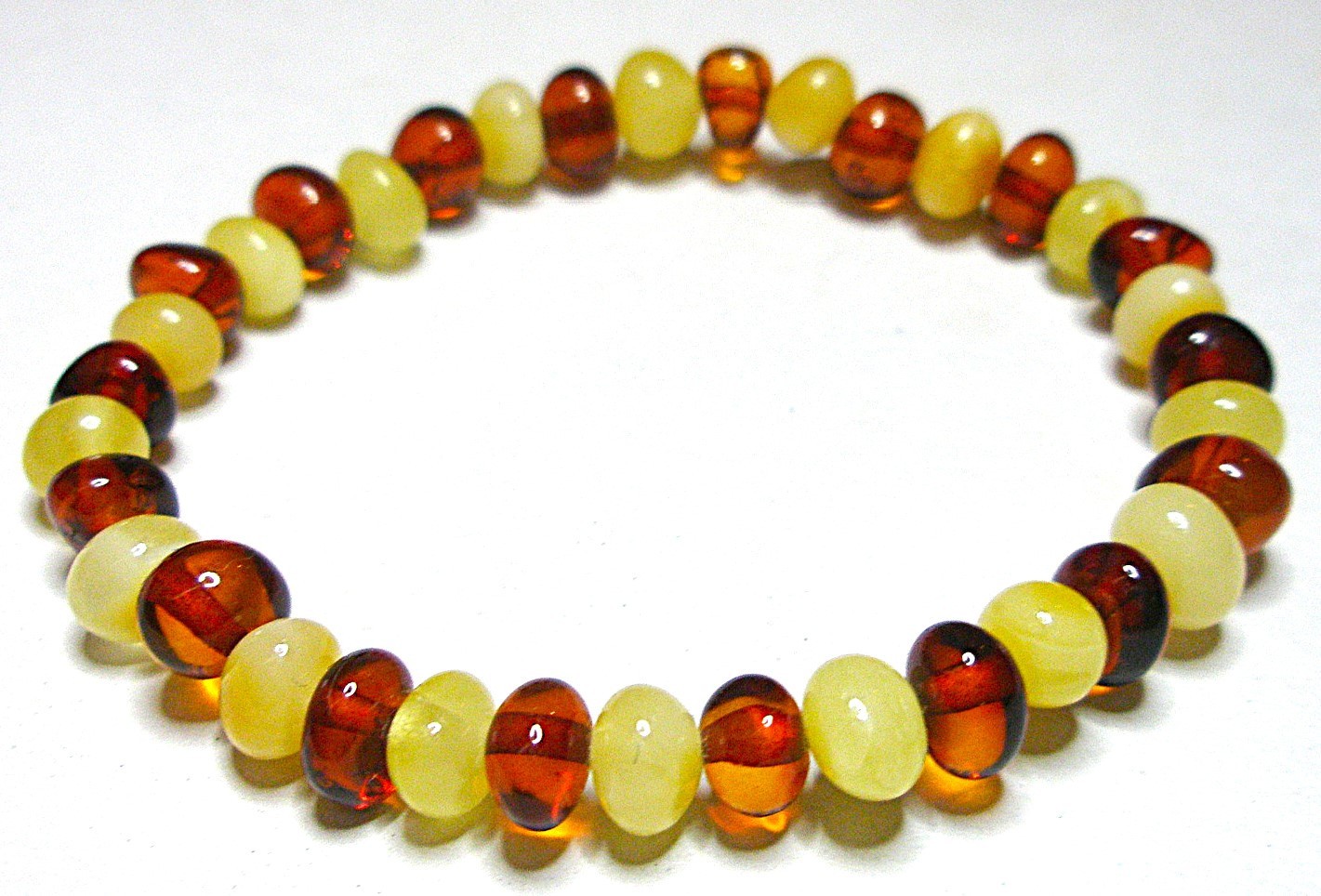 Genuine Baltic Amber Bracelets Oval Beads – Choose color, 17 cm – 6.7 inch