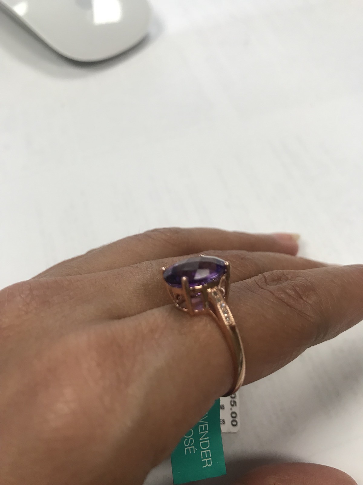 14.85 ct Checkerboard Cushion Amethyst & Diamond Cocktail Ring in 14k Rose Gold