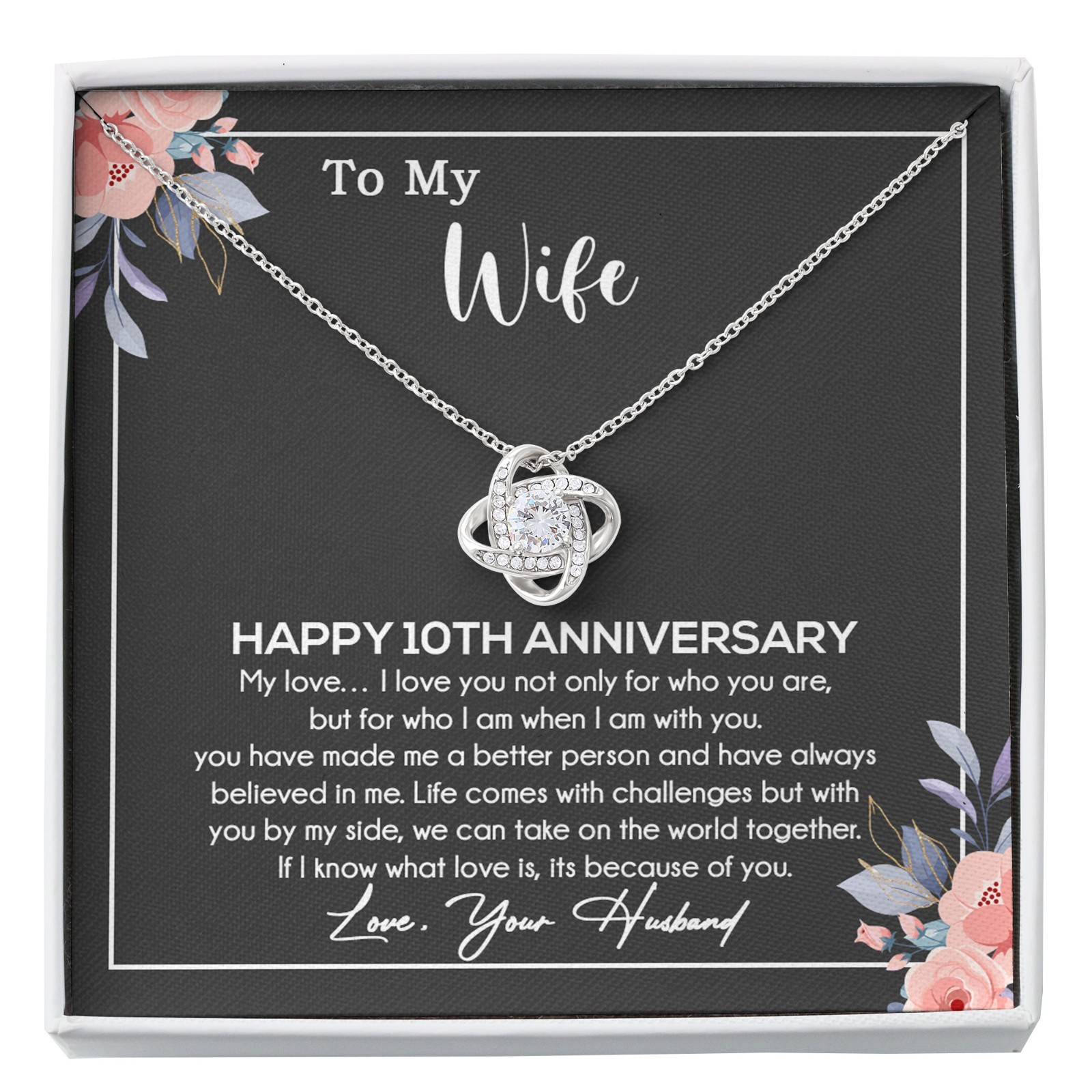 10th Anniversary Gift For Wife Necklace, 10 Year Anniversary, 10th Wedding Gift