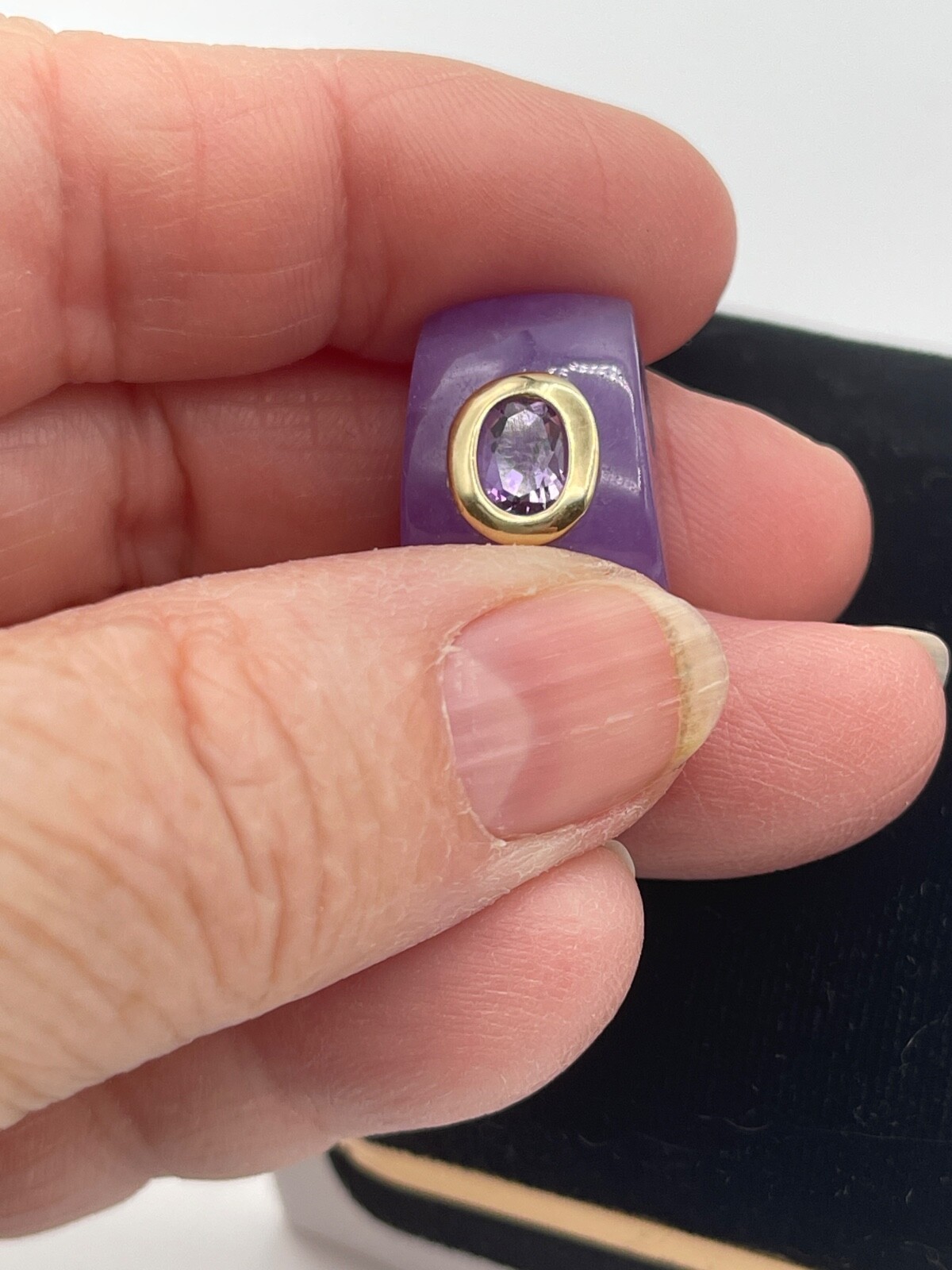 14k Gold Lavander Jade & Amethyst Pendant Slide
