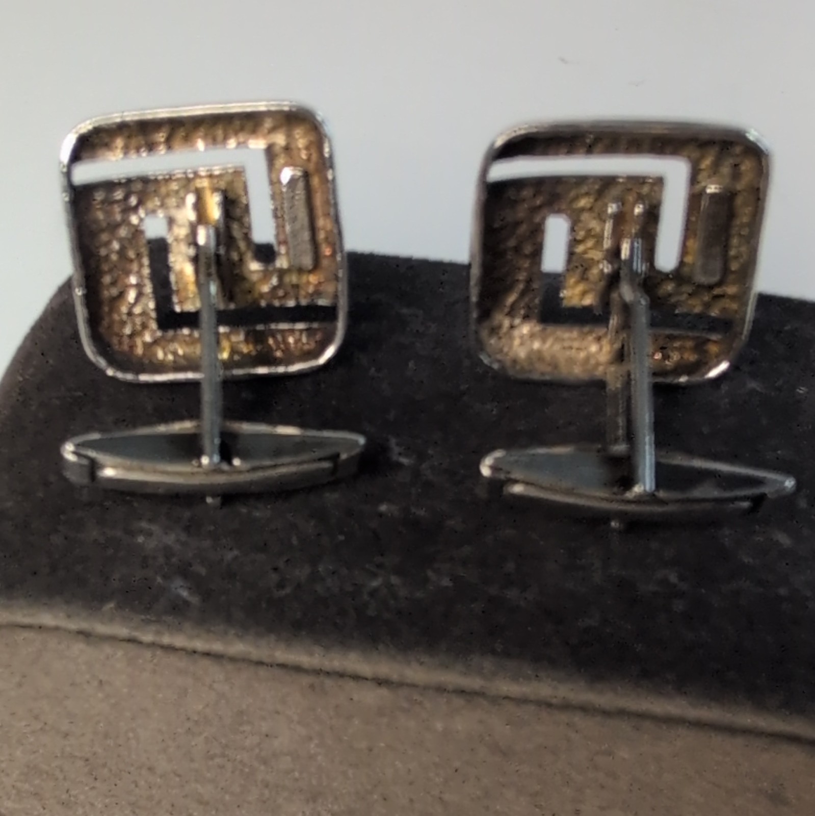 Vintage Sterling Silver Greek Key Cutout Cufflinks