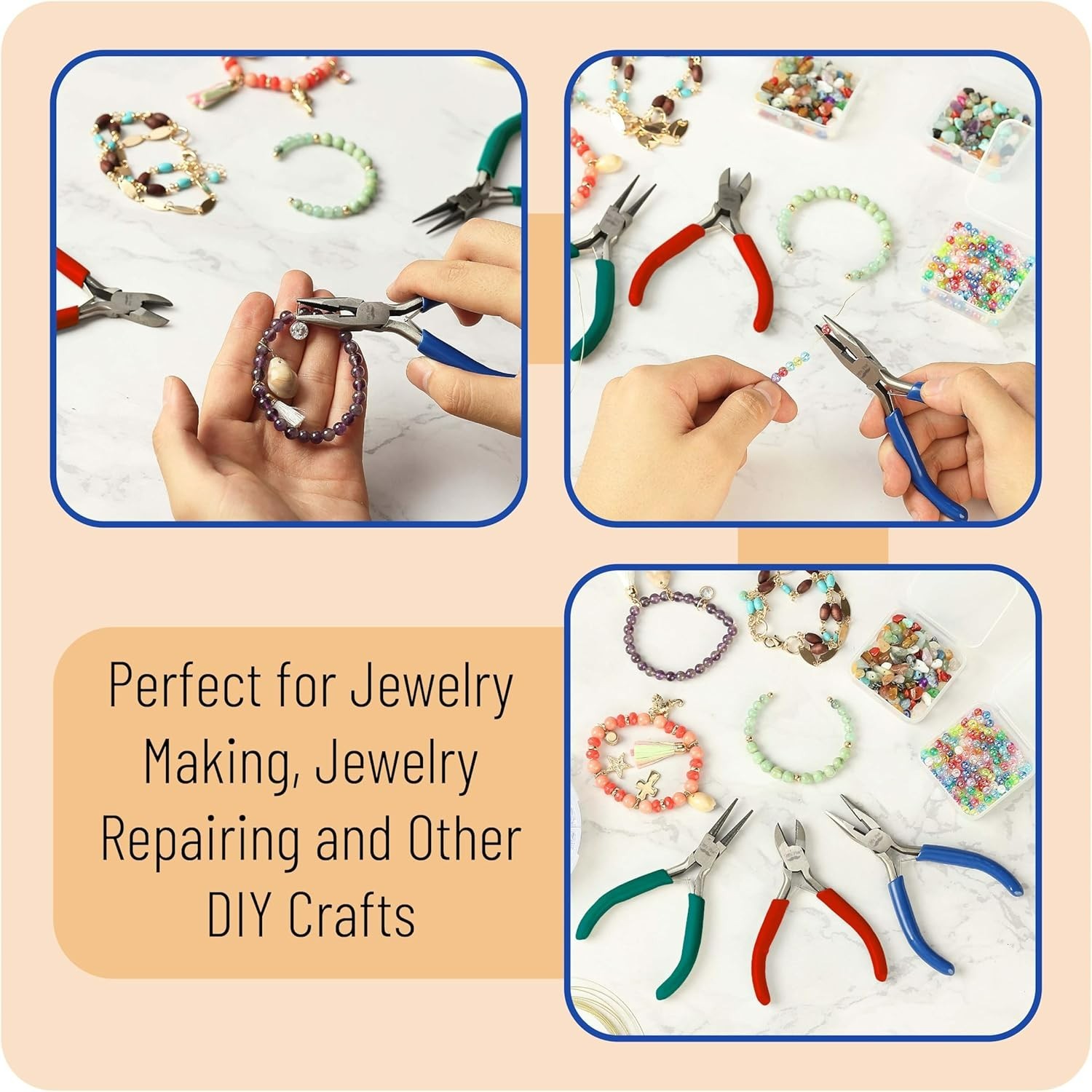 Durable Alloy Steel Jewelry Pliers Set with Ergonomic Handles – 3 Pieces