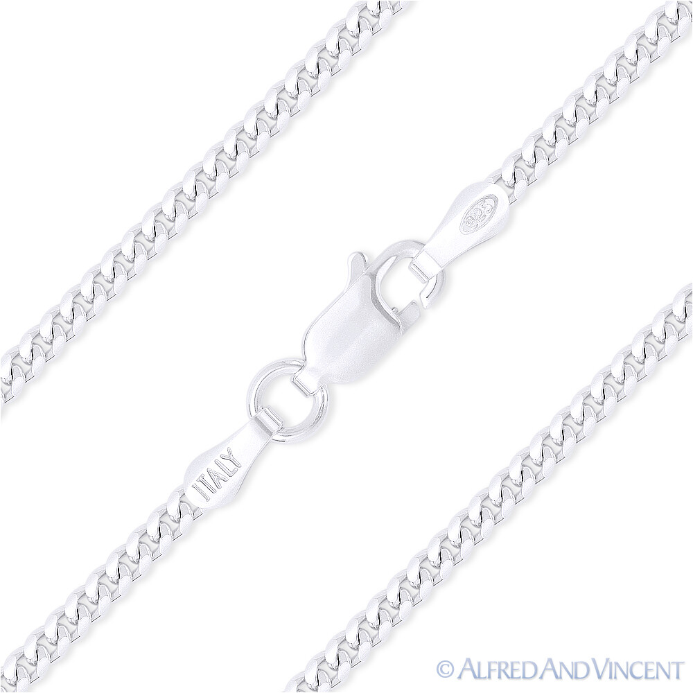 1.9mm Miami Cuban Curb Link Men’s Italian Chain Necklace in .925 Sterling Silver