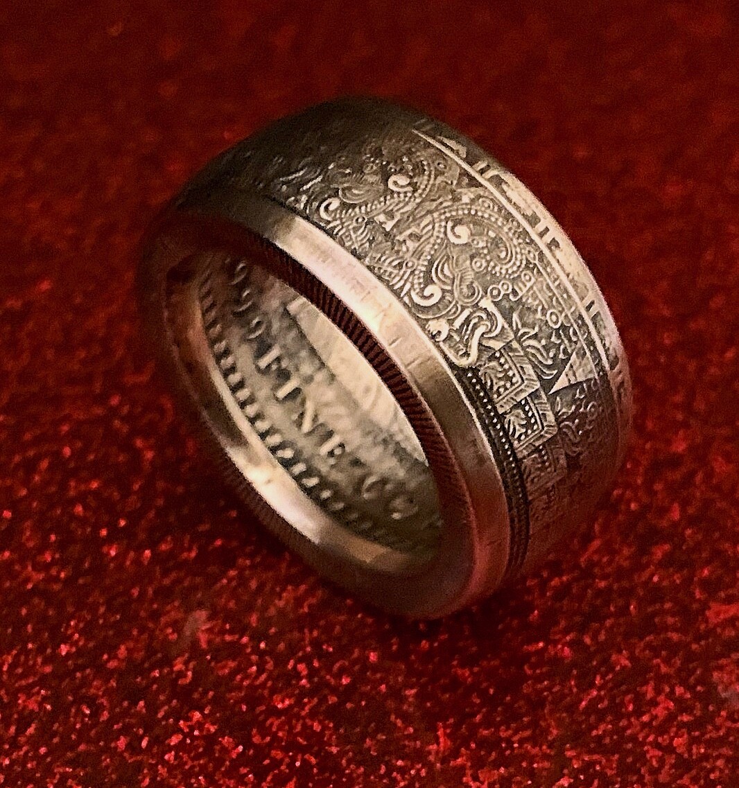 Mayan Aztec Calendar Coin Ring – Solid 99% Pure Copper