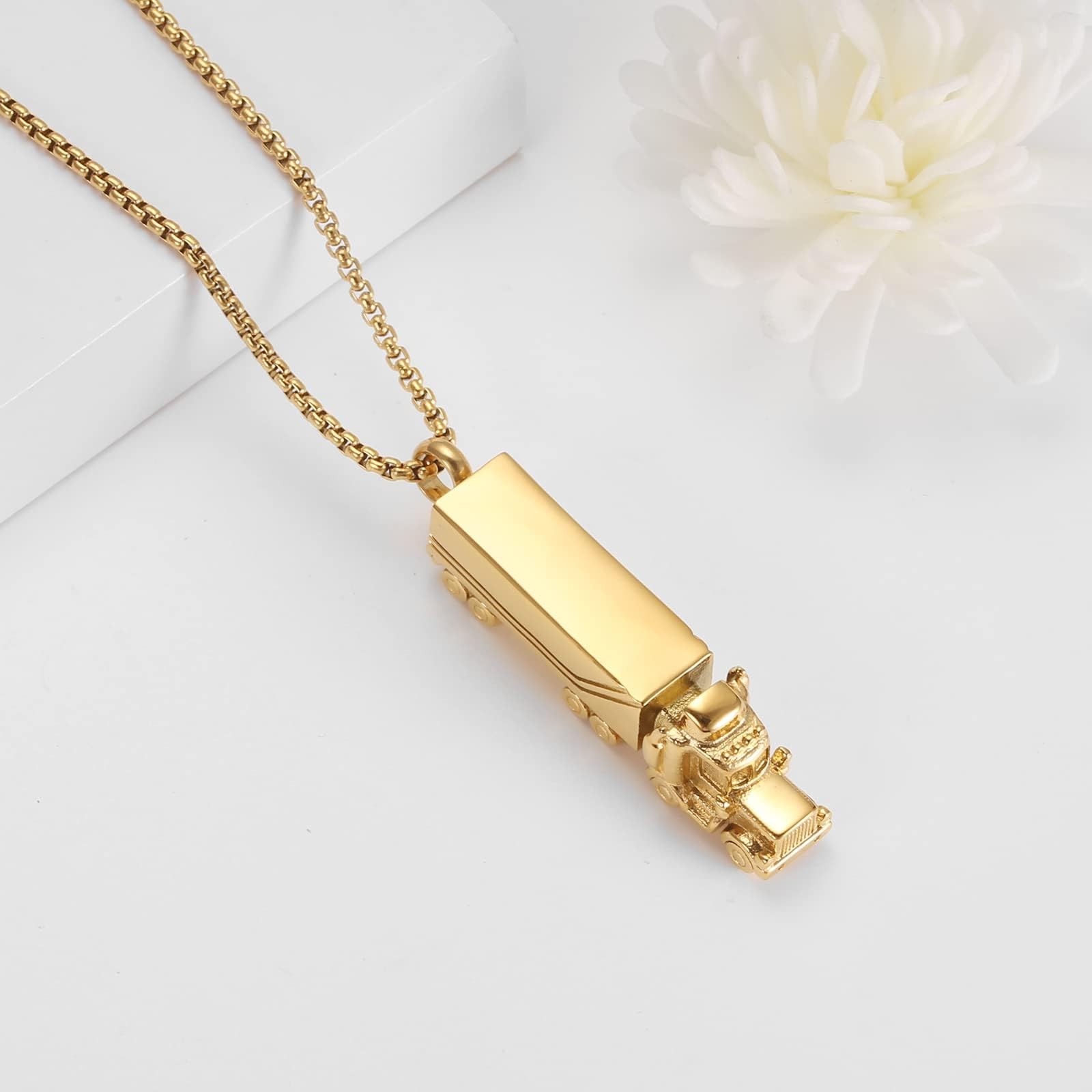 Keepsake Necklace for Ashes 18 Wheeler Semi Truck Cremation Pendant Urn Jewel…