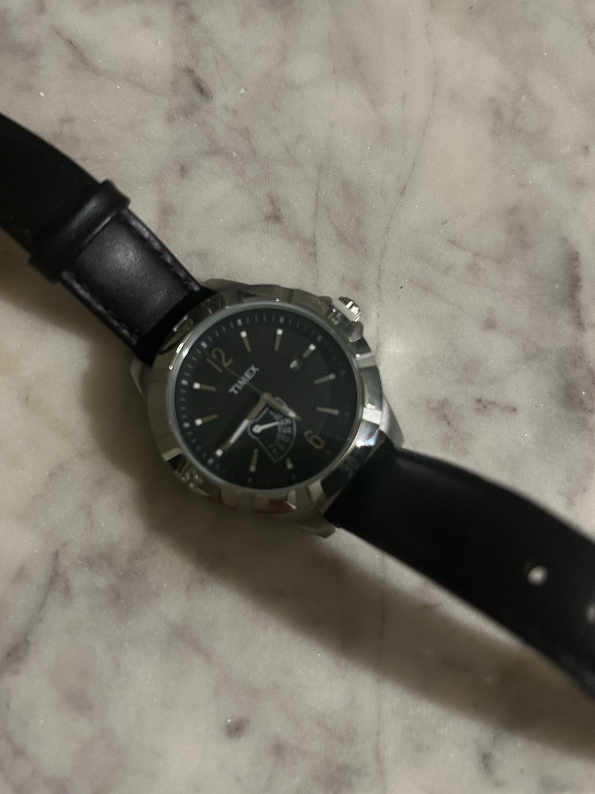 Timex Watch With Black Lather Band