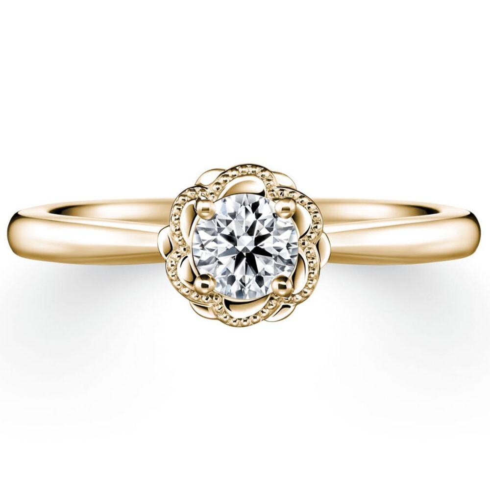 18K Yellow Gold Lab Grown Diamond CVD Engagement Ring Round Cut 0.50 Carat