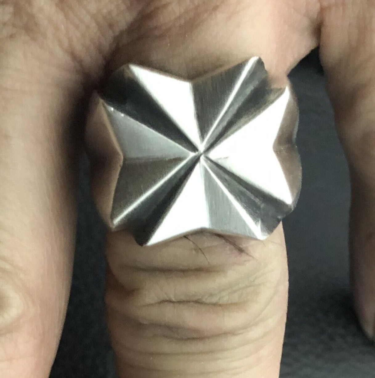 MJG STERLING SILVER.MALTESE CROSS RING. 21MM SQ. 38 GR. HARLEY. WARHAMMER