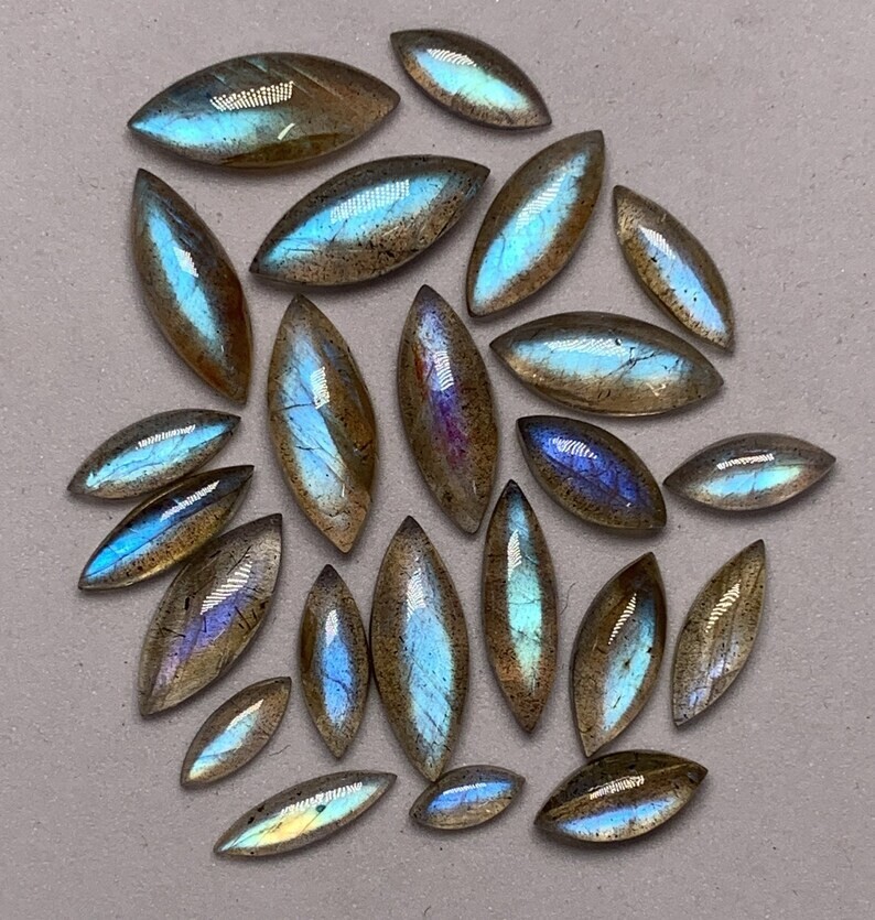 AAAAA Excellent Labradorite Lot Marquise Shape Cabochon Blue Fire 4×10-8×18 MM