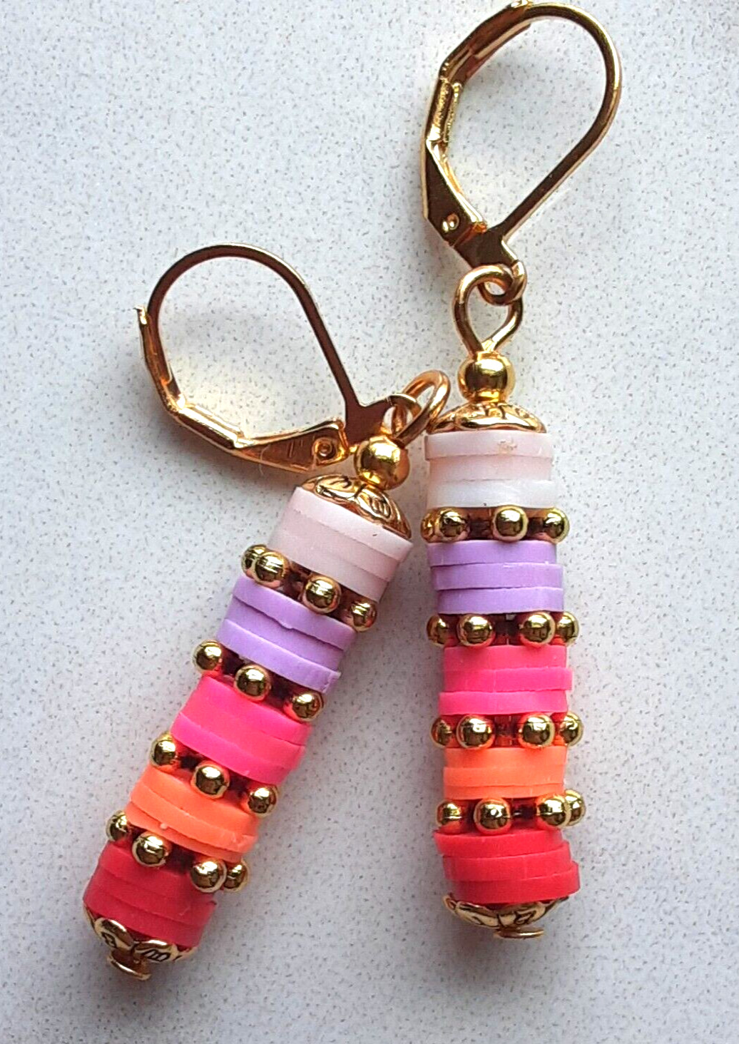 SHERBERT Polymer Clay RED PINK ORANGE LAVENDER WHITE earring SP HANDCRAFTED KCX