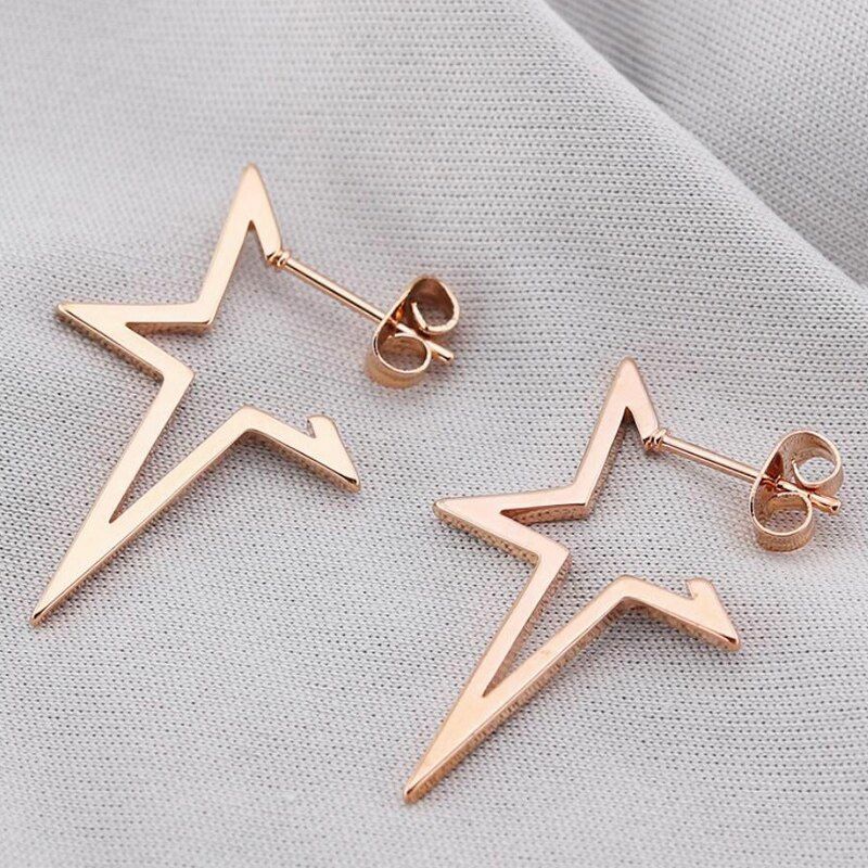 Stainless Steel Star Earings Punk Stud Earrings Pentagram Earring Womens Jewelry