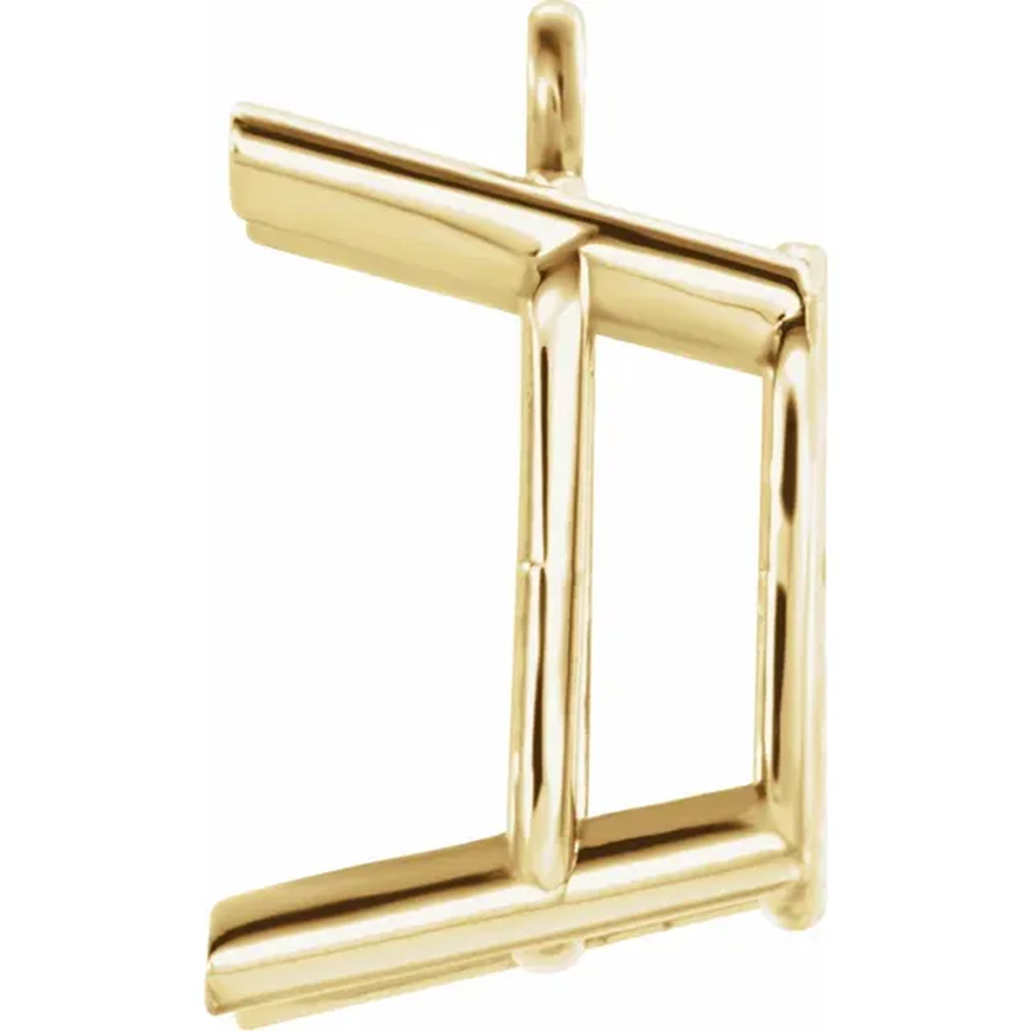 14K Yellow Gold Dangle Setting Emerald Cut 4 Prong Basket Designed Mounting USA