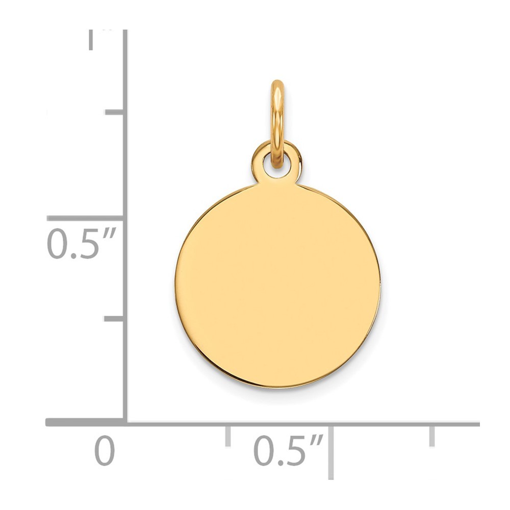 10K Yellow Gold Plain .013 Gauge 12.75×12.75mm Circular Engravable Disc Pendant