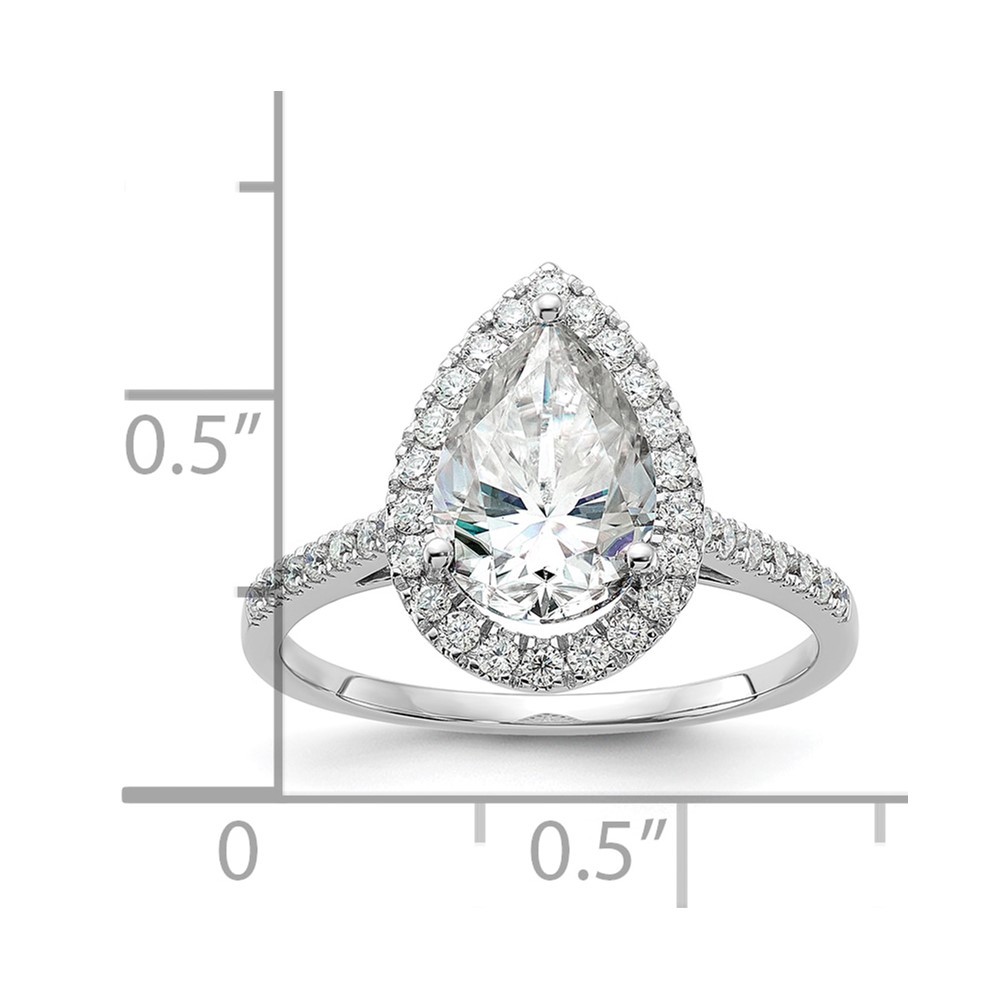 14k White Gold 2 1/2 Ct D E F Pure Light Moissanite Halo Engagement Ring Size 7