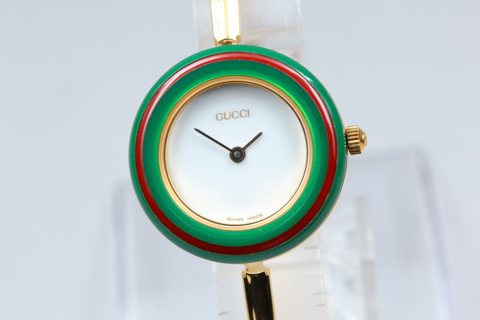 Near MINT GUCCI Change Bezel 11/12.2 12 Colors Qz Ladies Watch From JAPAN w/ Box