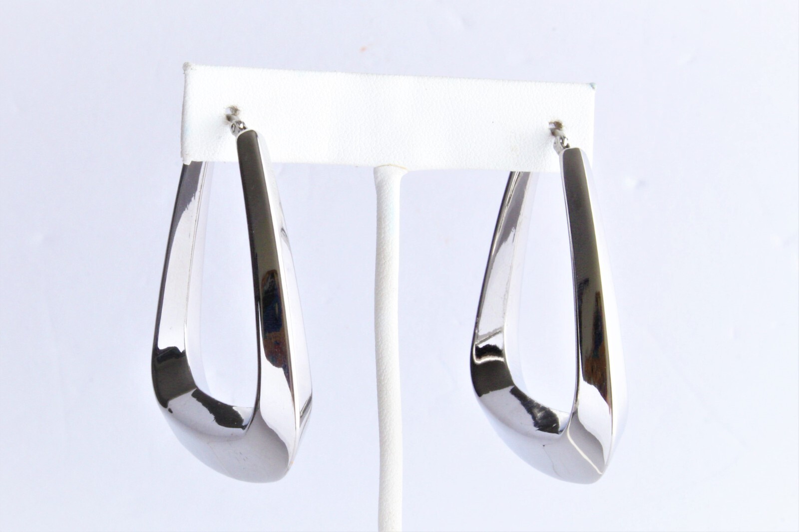 LARGE STAINLESS STEEL TRIANGLE HOLLOW TUBE EARRINGS, 2″