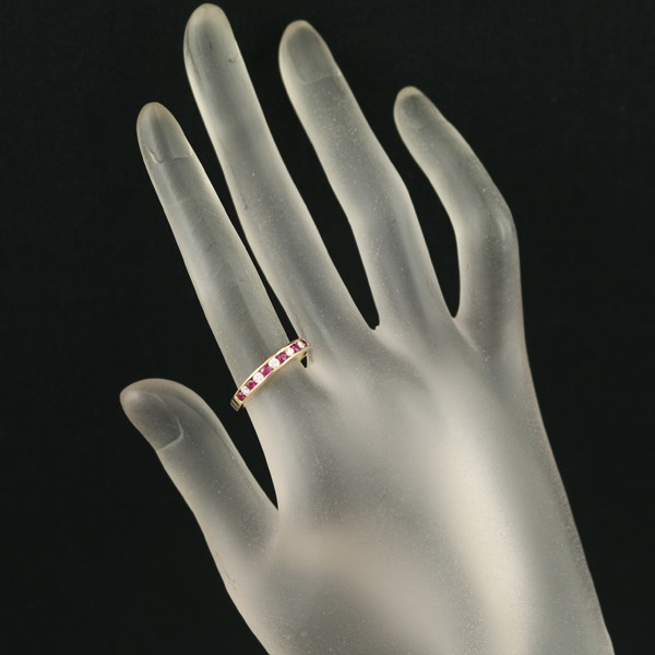Auth Tiffany&Co. Ring Ruby Diamond Channel Set US6-6.25 18K 750 Yellow Gold