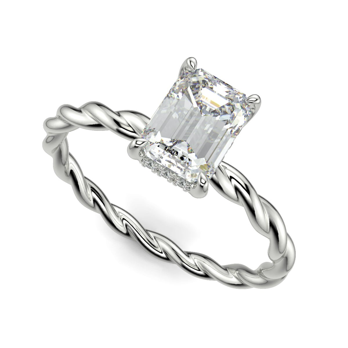 1.05 Ct Emerald Cut Diamond Engagement Ring VS1 F White Gold 14k