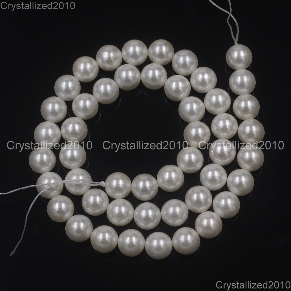 Natural White Oyster Shell Pearls Round Beads 5mm 6mm 8mm 10mm 12mm 14mm 15.5″