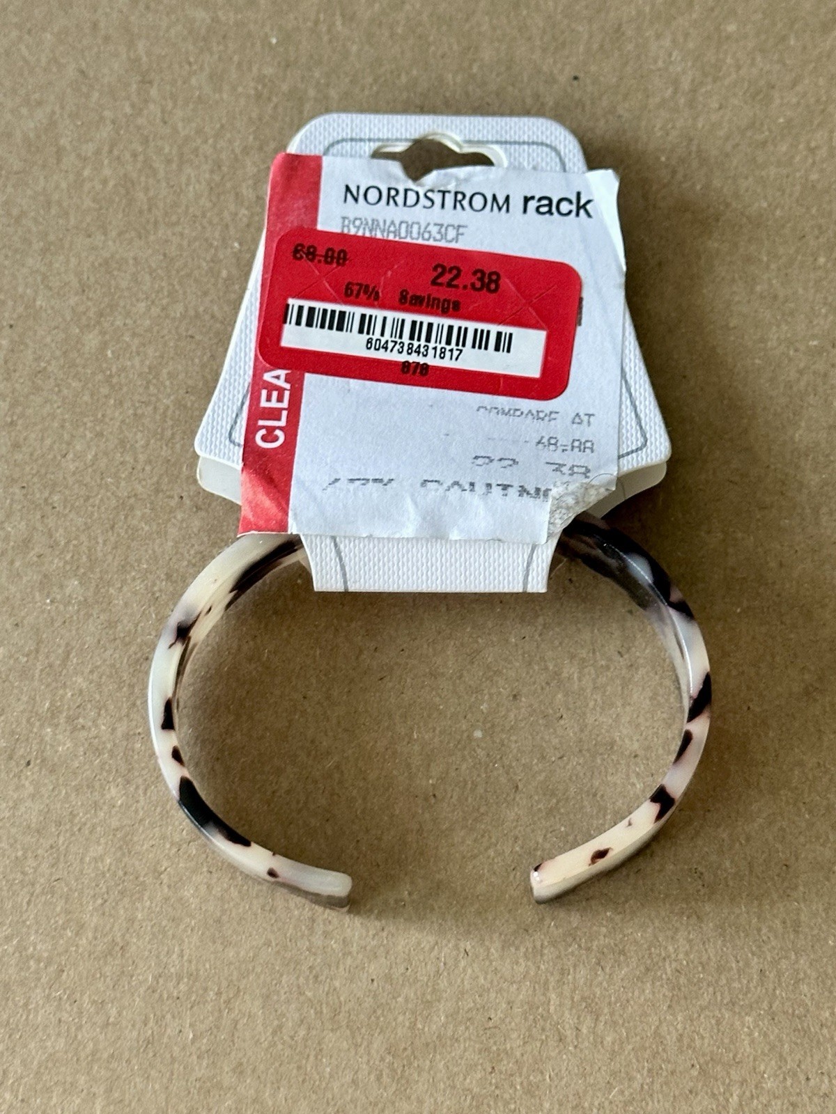 Sterling Forever Tortoise Shell Style Open Cuff Bracelet NWT | S or M Size