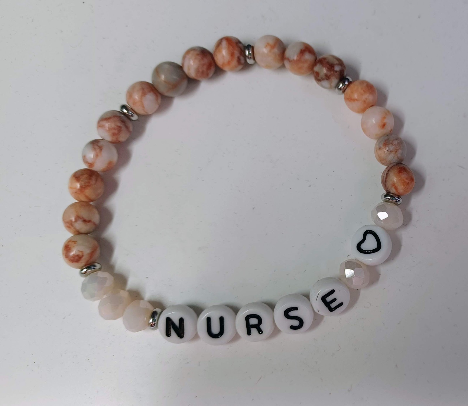 Natural Stone Beaded Stretch Bracelet “Nurse” Best Wishes, To the World’s best