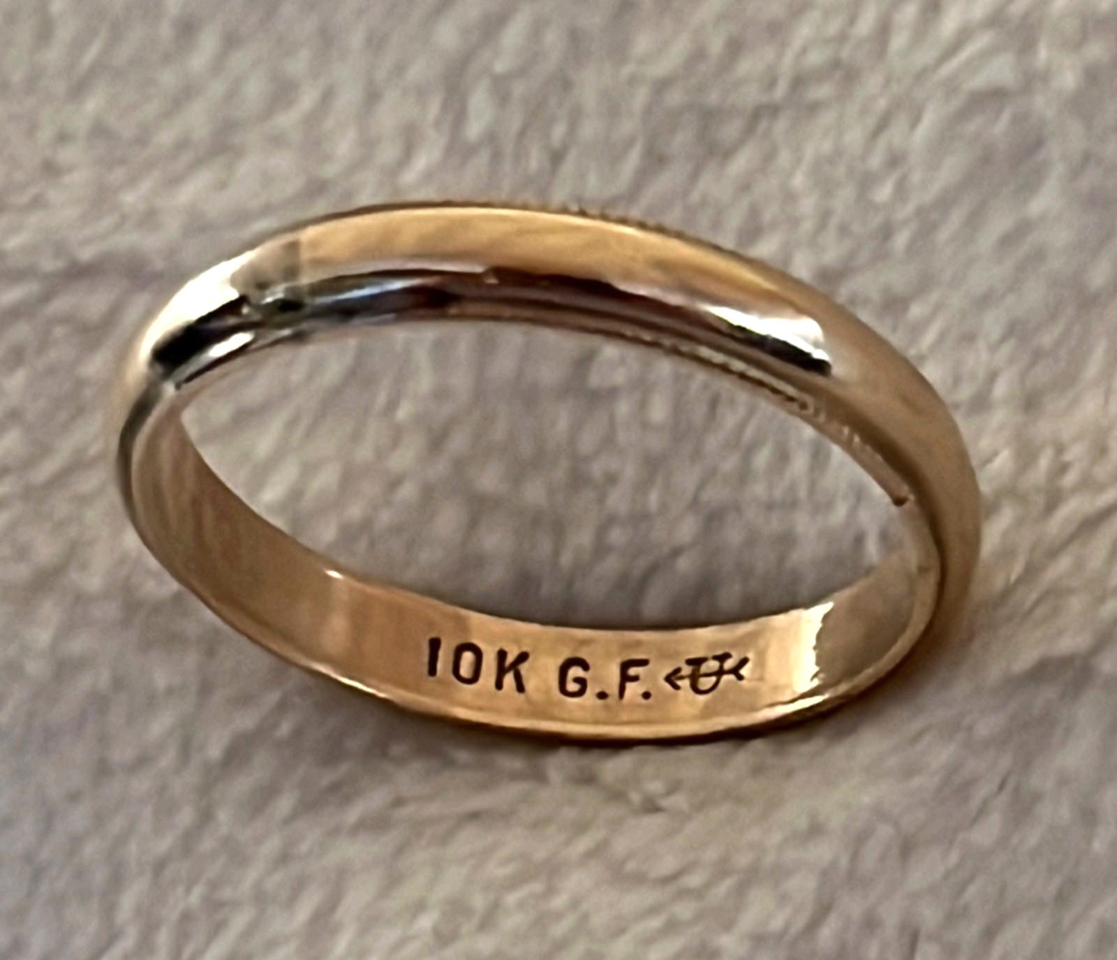 WITH THIS RING I THEE! 10K G.F. CLASSIC MILGRAIN EDGE WEDDING BAND SIZE 7.5