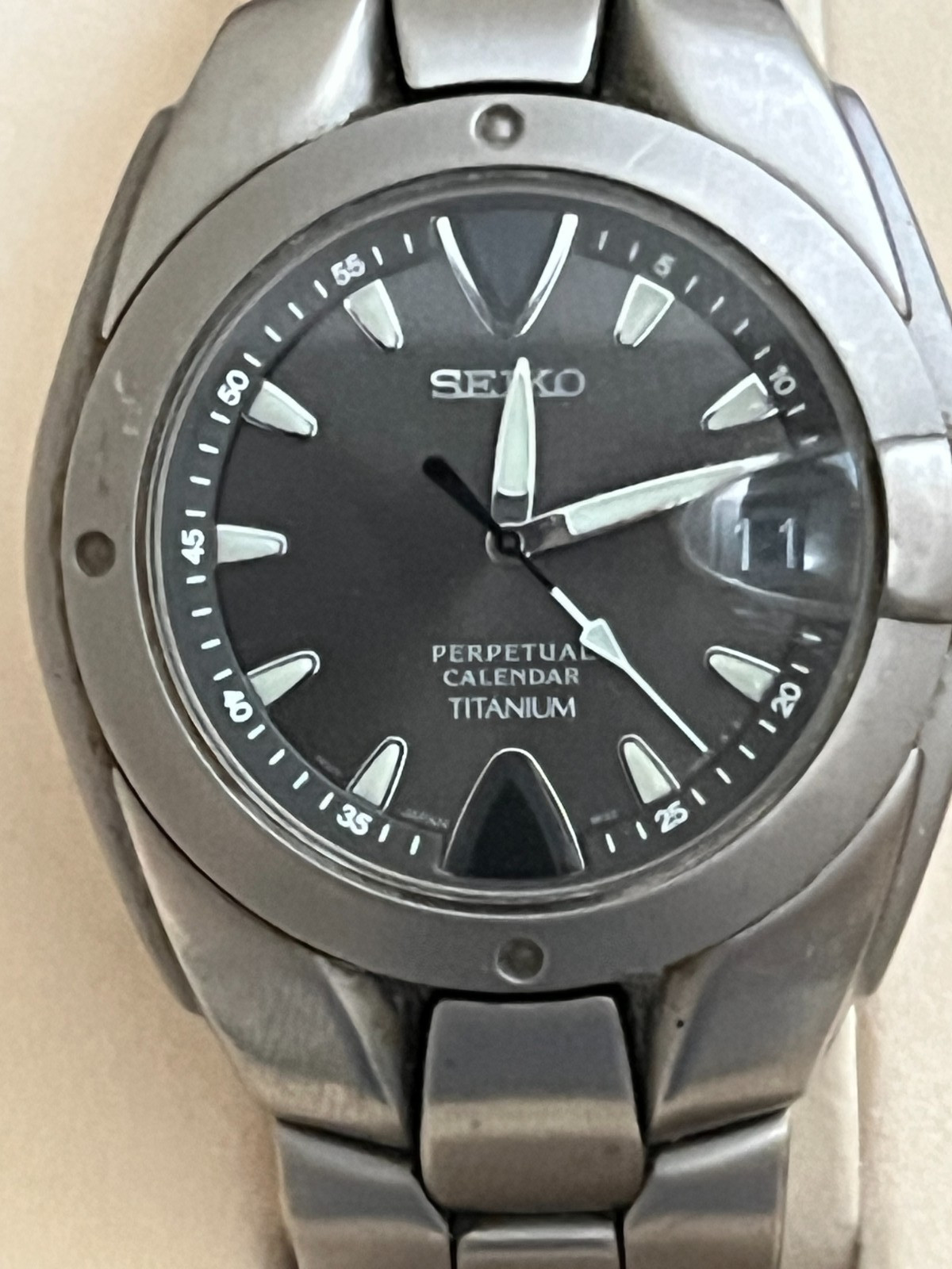 Men’s Seiko Titanium Perpetual Calendar Blue 8F32-0049 – 100m