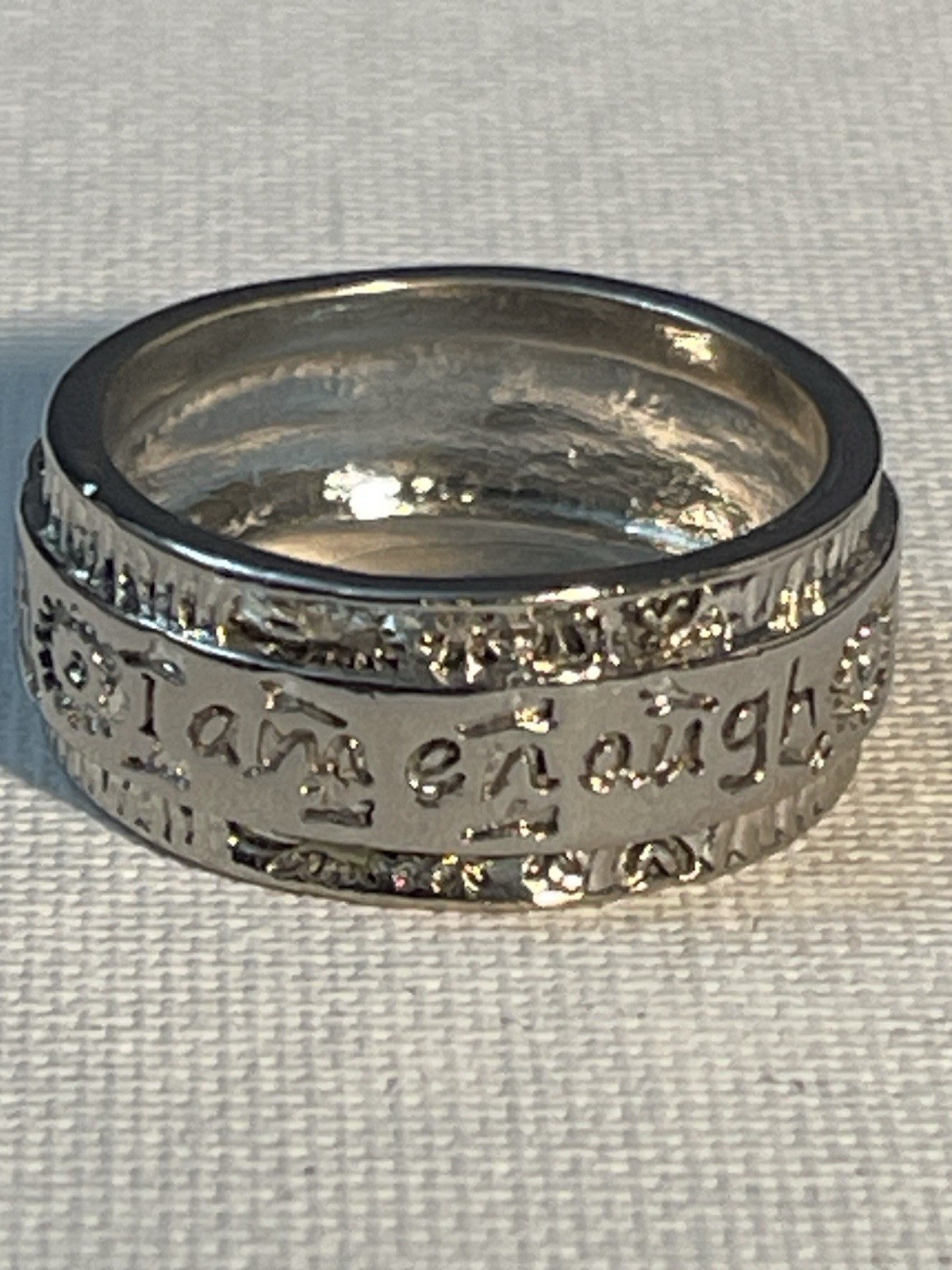 Vintage Sterling Ring Engraved I Am Enough/Spinner/Fidget size 11 / great gift!