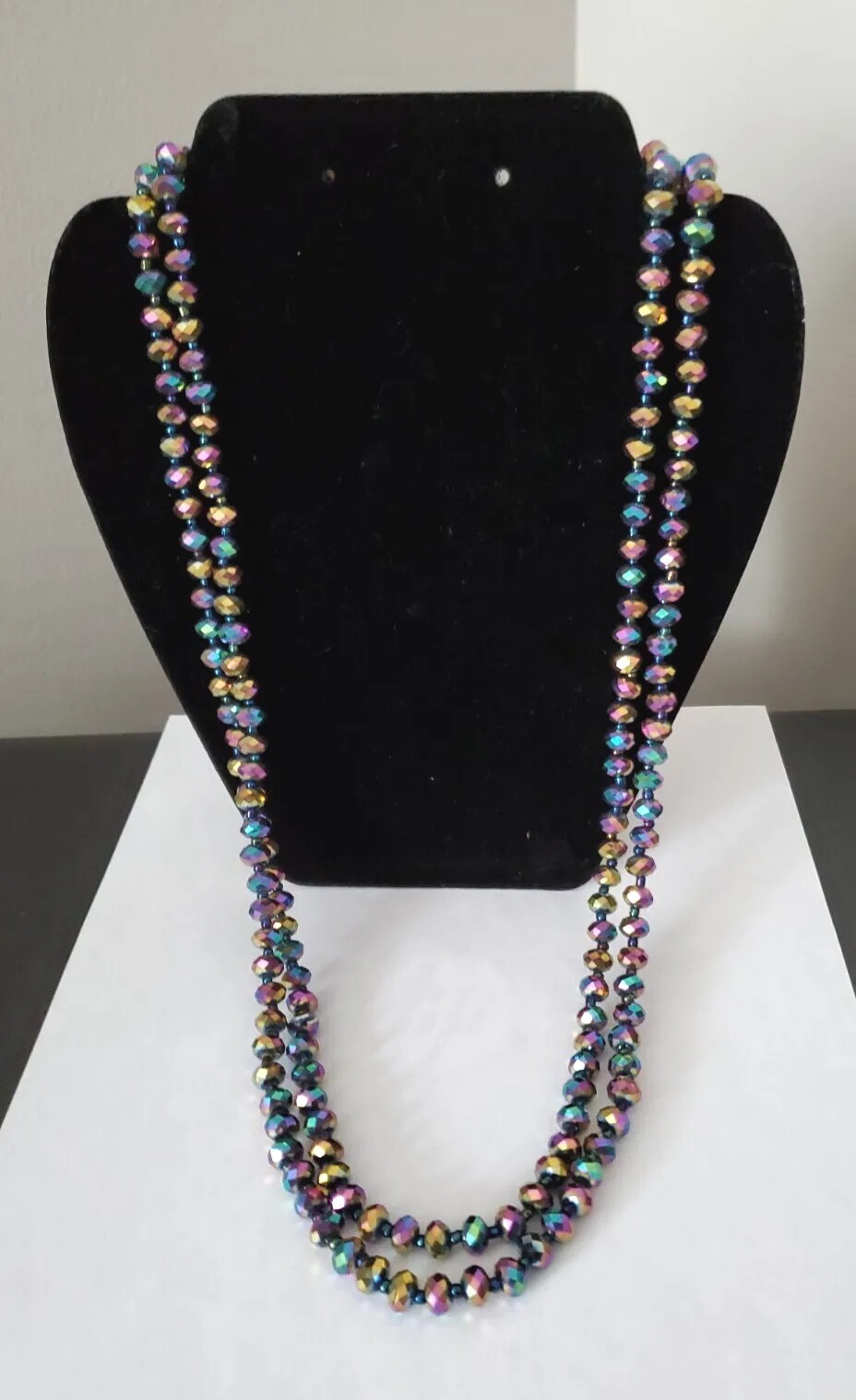 Erica Lions Necklace Long/ Wrap Around Multi Color Beaded Faceted