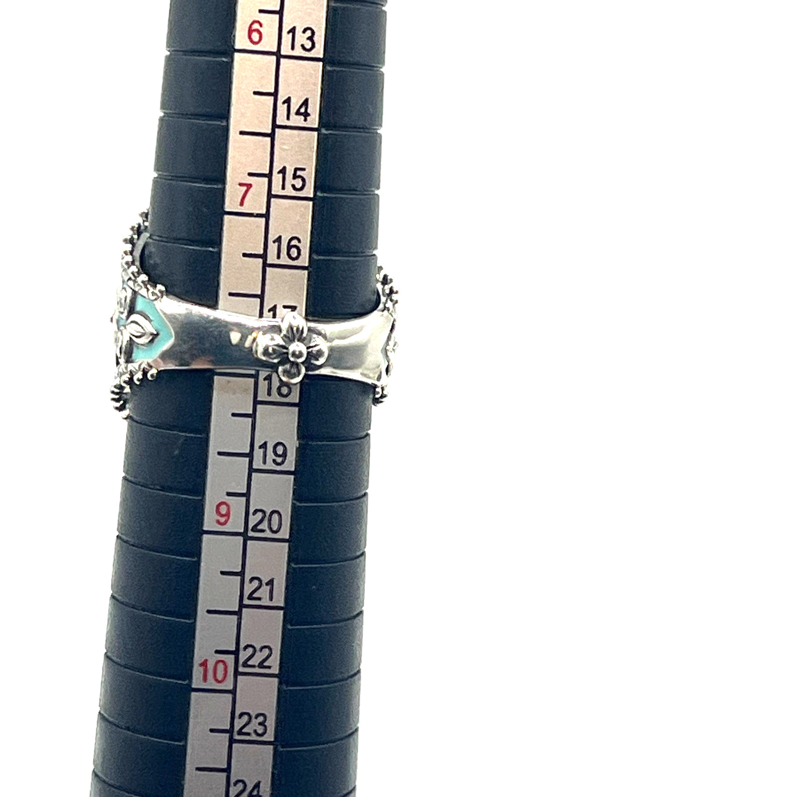 Barbara Bixby Ring Sz 8 Turquoise Amethyst MOP Lotus Sterling 925 and 18k Accent