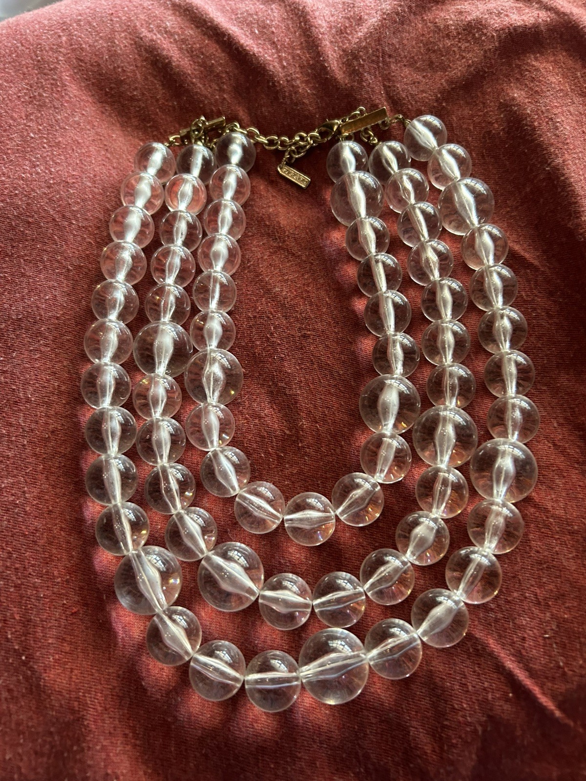 Vintage Massive Lucite Acrylic Triple Strand, Brand, Tag Sugar Fix Color Reflect