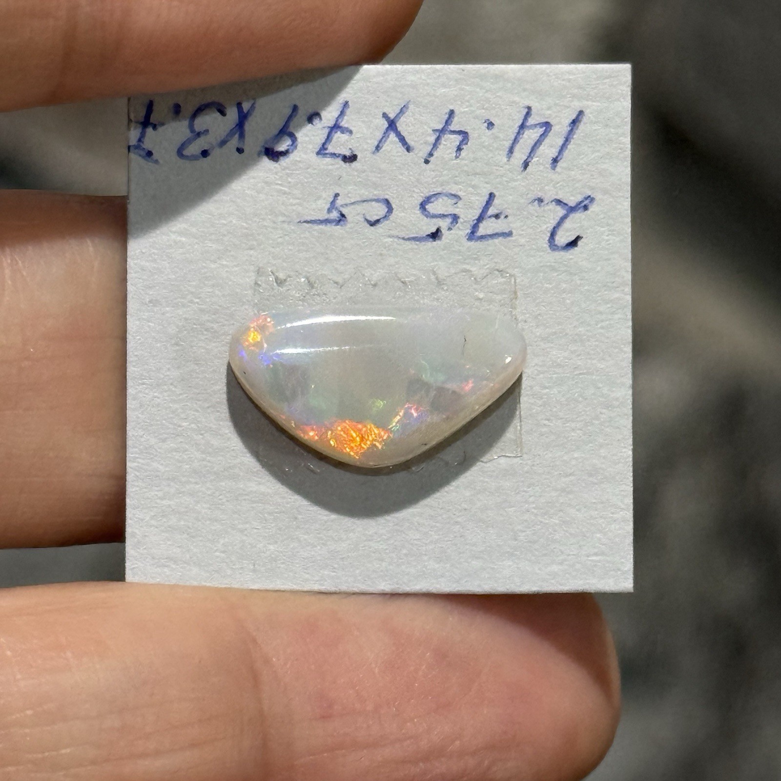 2.75ct 14.4×7.9×3.7mm Lightning Ridge Australian Crystal Opal Cabochon Gem