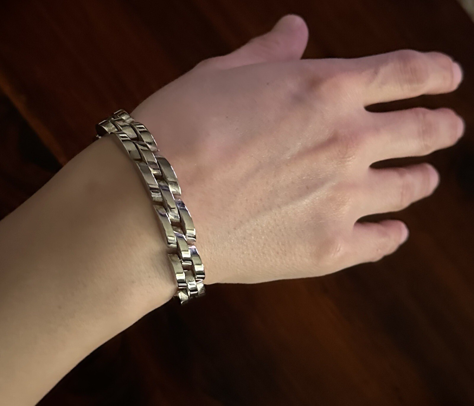 Jewelry Silver .925 Woman’s Bracelet New Made In Mexico 7.5 Inch Long 1 Cm Wide