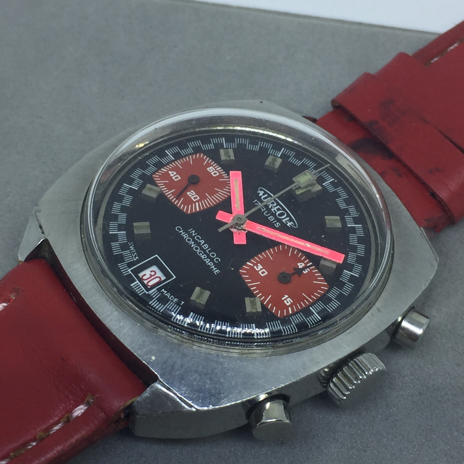 VINTAGE AUREOLE RACING CHRONOGRAPH VALJOUX 7734 38 MM MANUAL WIND