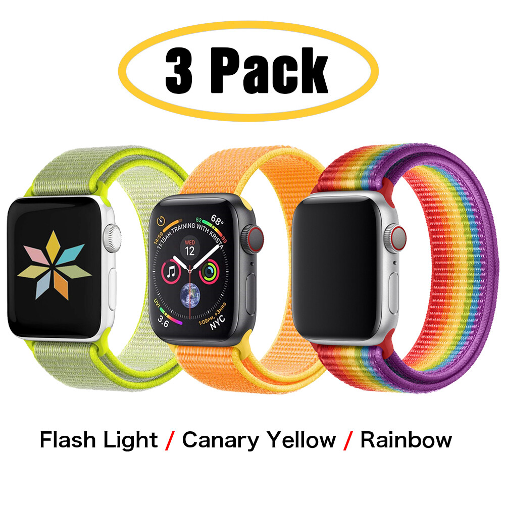 3 PACK Nylon Sport Loop Band 38/45/42/46mm for Apple Watch 11 10 9 8 7 6 5 SE
