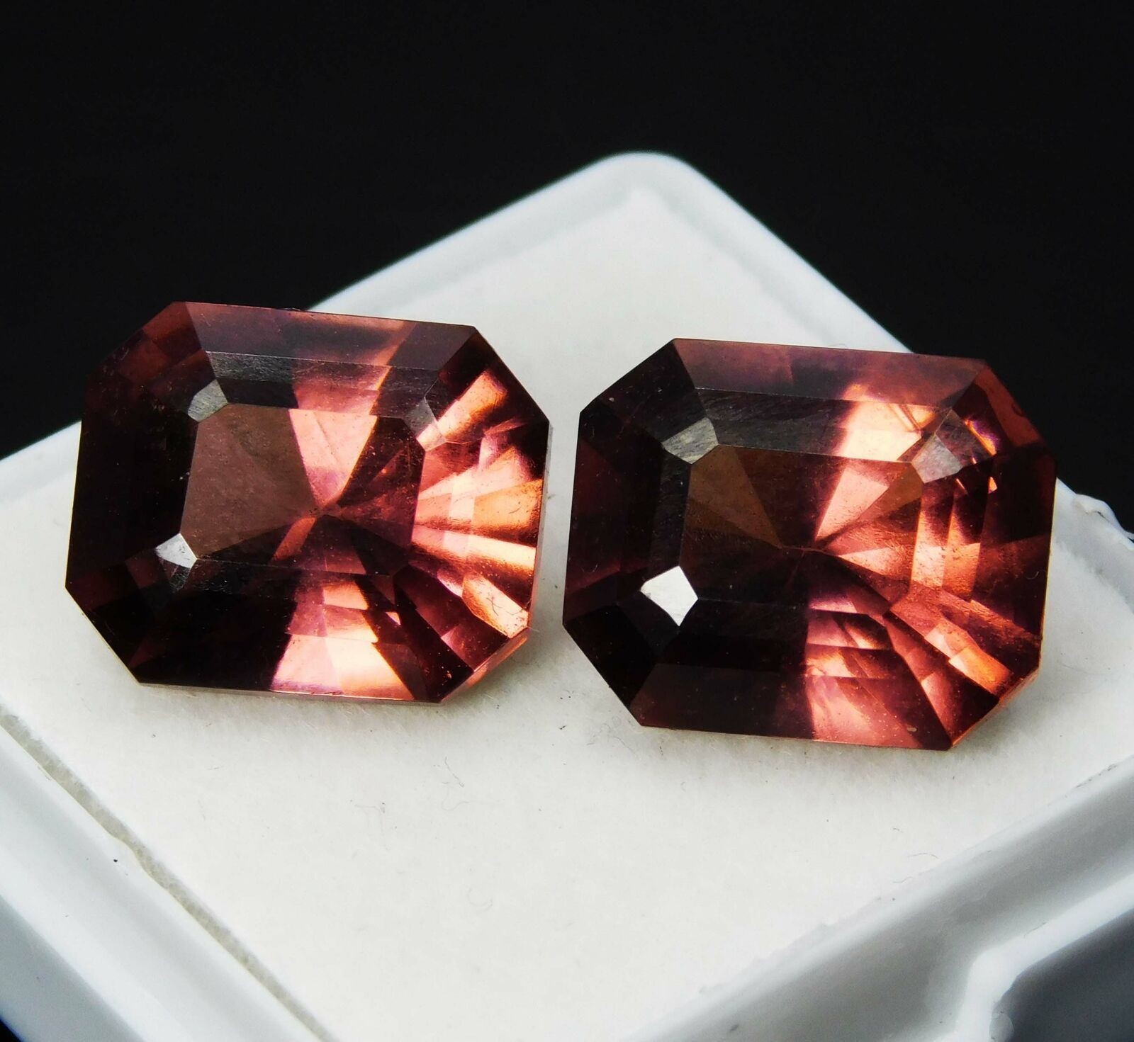 Natural Sapphire Padparadscha 18.90 Ct CERTIFIED Emerald Cut Loose Gemstone Pair