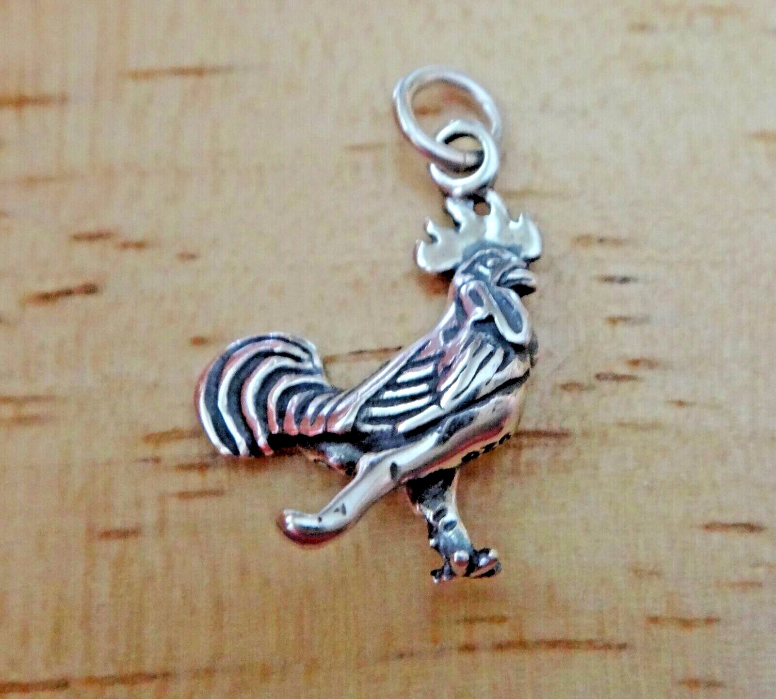 Sterling Silver 3D 18x13mm 2 gram Chicken Fancy Rooster Charm!