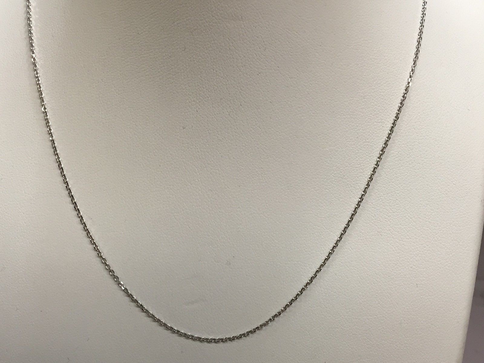 18k White Gold 18″ Solid Cable Link Pendant Chain/Necklace 1.4 mm 3 grams