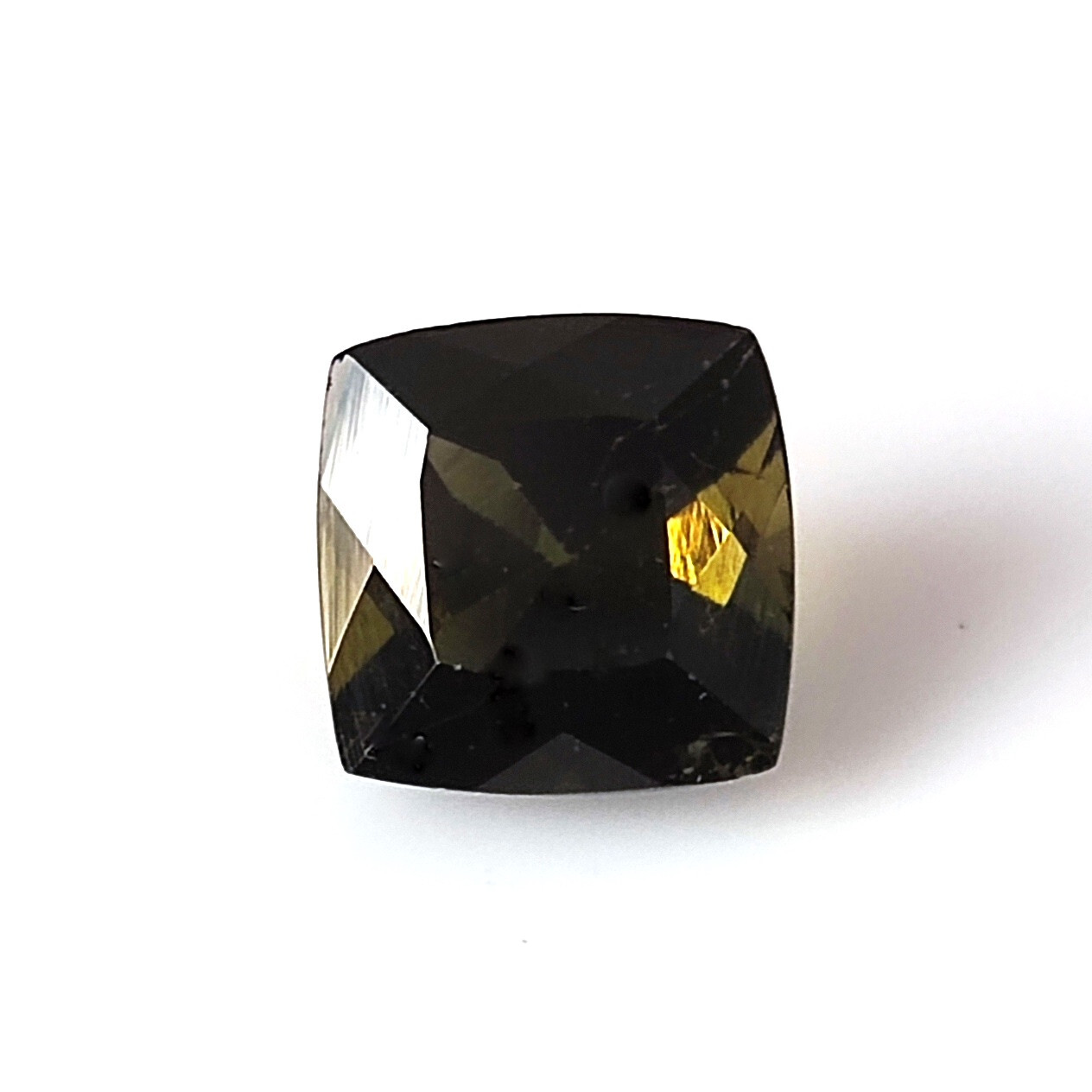 2.15 Carat Dark Green Tourmaline Cushion Cut Faceted Natural Untreated Gemstone