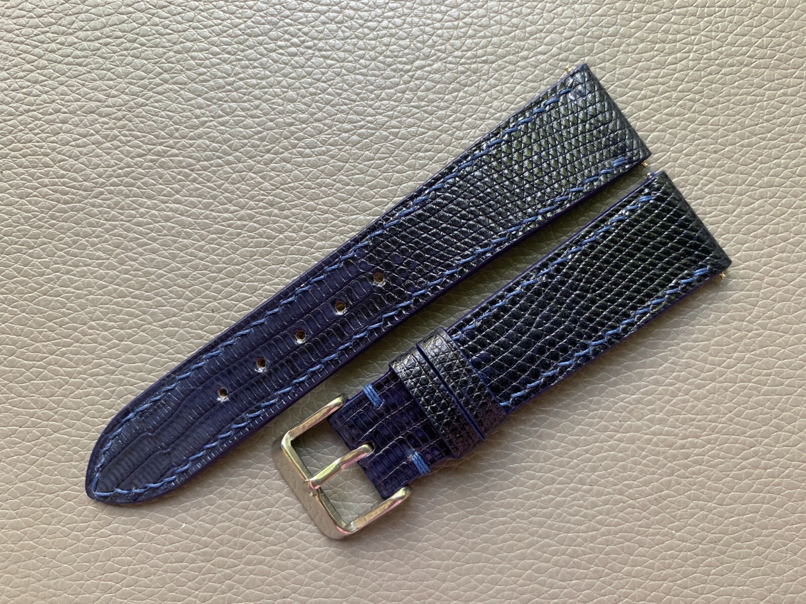 Navy Blue Genuine Lizard skin leather watch strap band Custom Sizes 10mm to 26mm