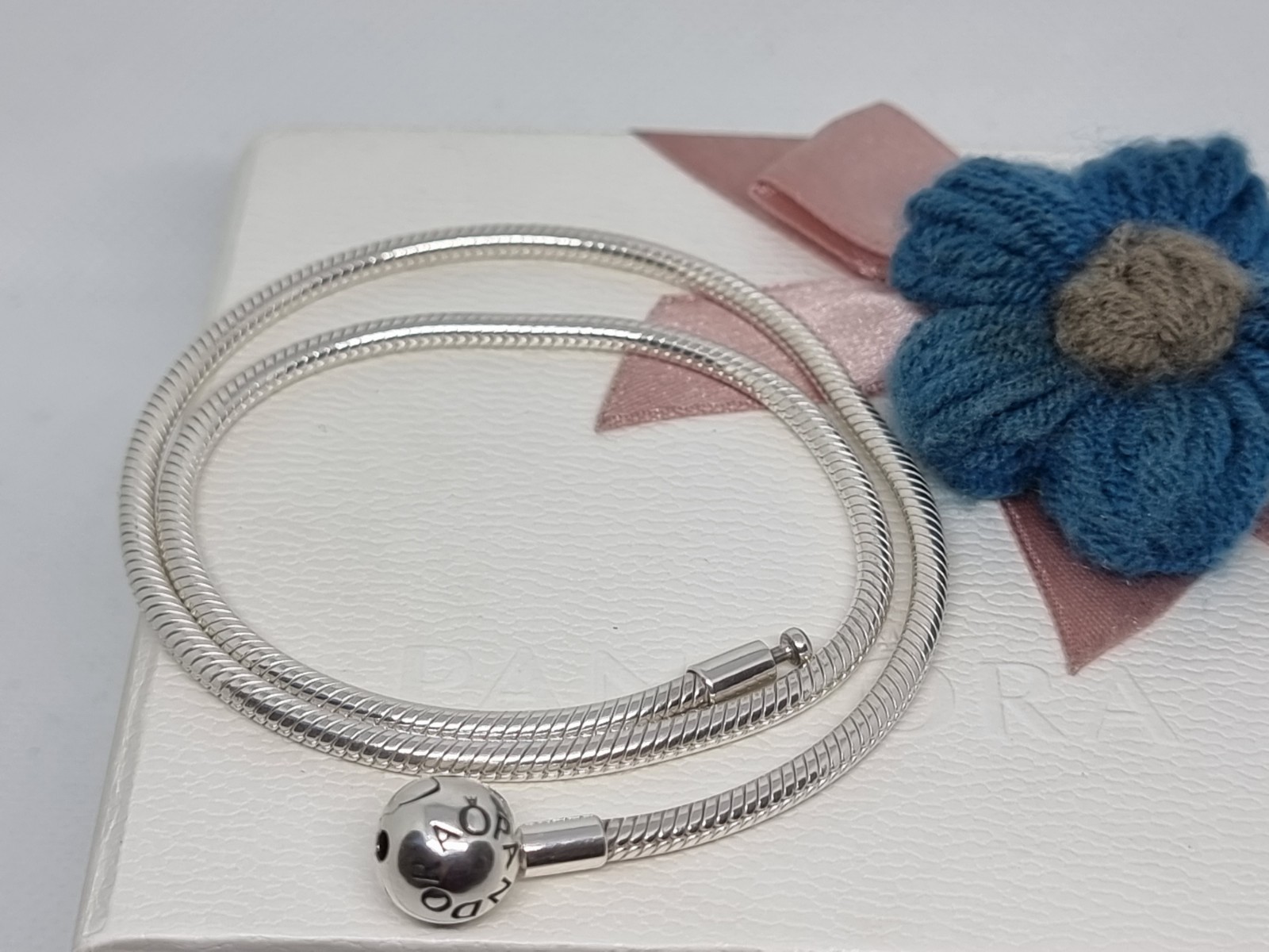 NEW Genuine Pandora Moments Logo Ball Clasp Snake Chain Necklace BOXED 💕 40cm