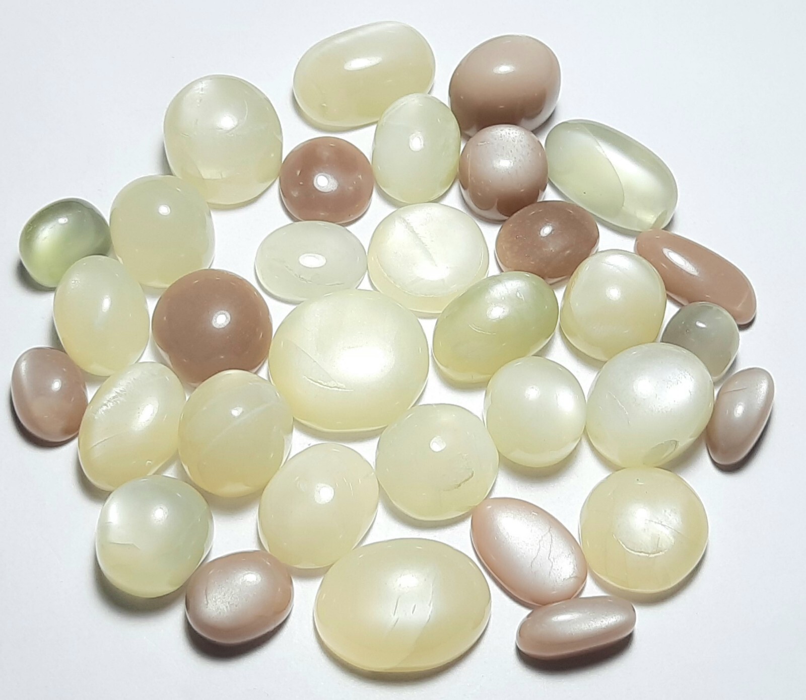 White Grey Peach Chocolate Moonstone Mix 500 Carat Lot Cabochon Free Shipping