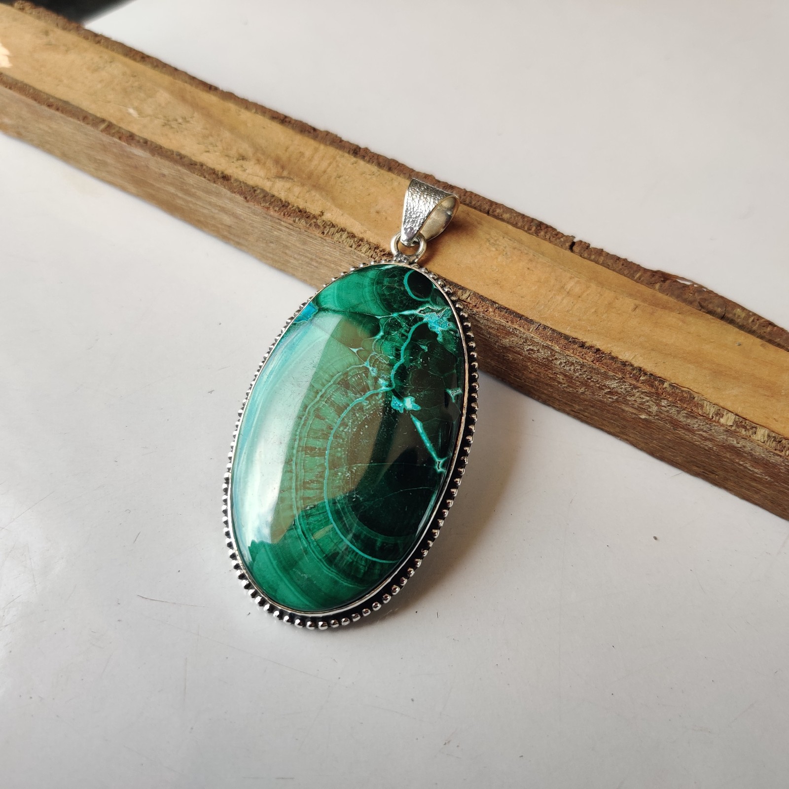 Azurite Malachite Gemstone Pendant 925 Sterling Silver Handmade Pendant BT866
